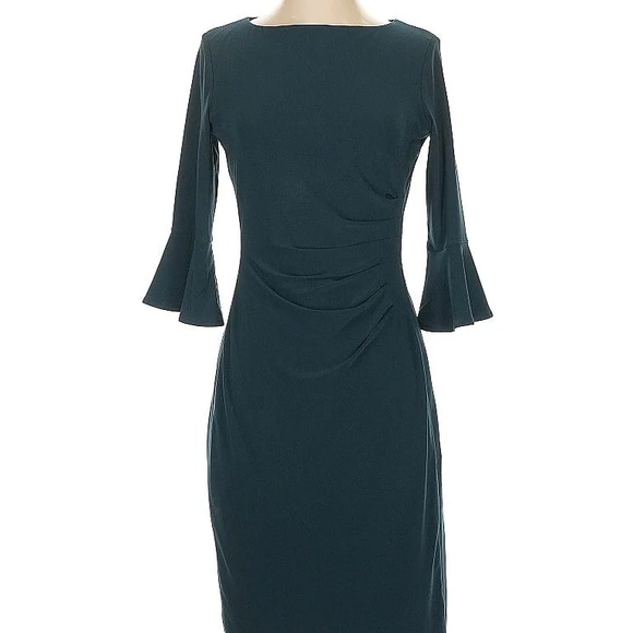 Anne Klein Teal Dress with Bell Sleeves - Picture 4 of 6